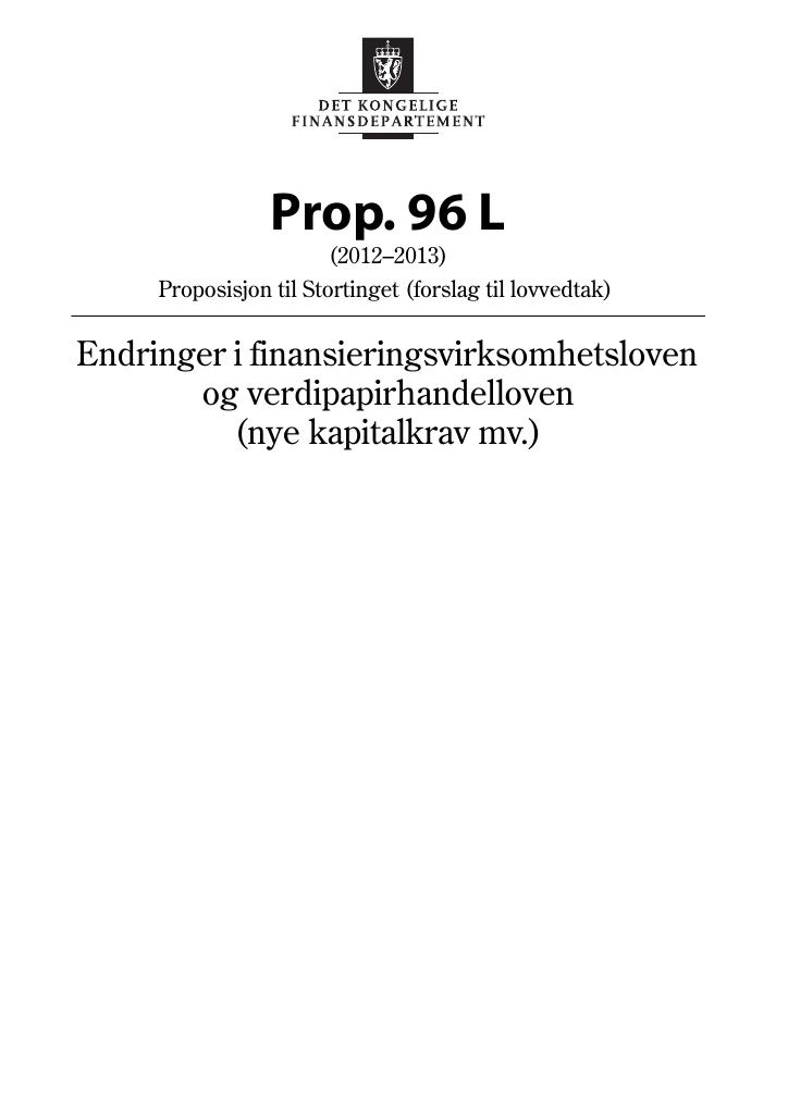 Forsiden av dokumentet Prop. 96 L (2012–2013)