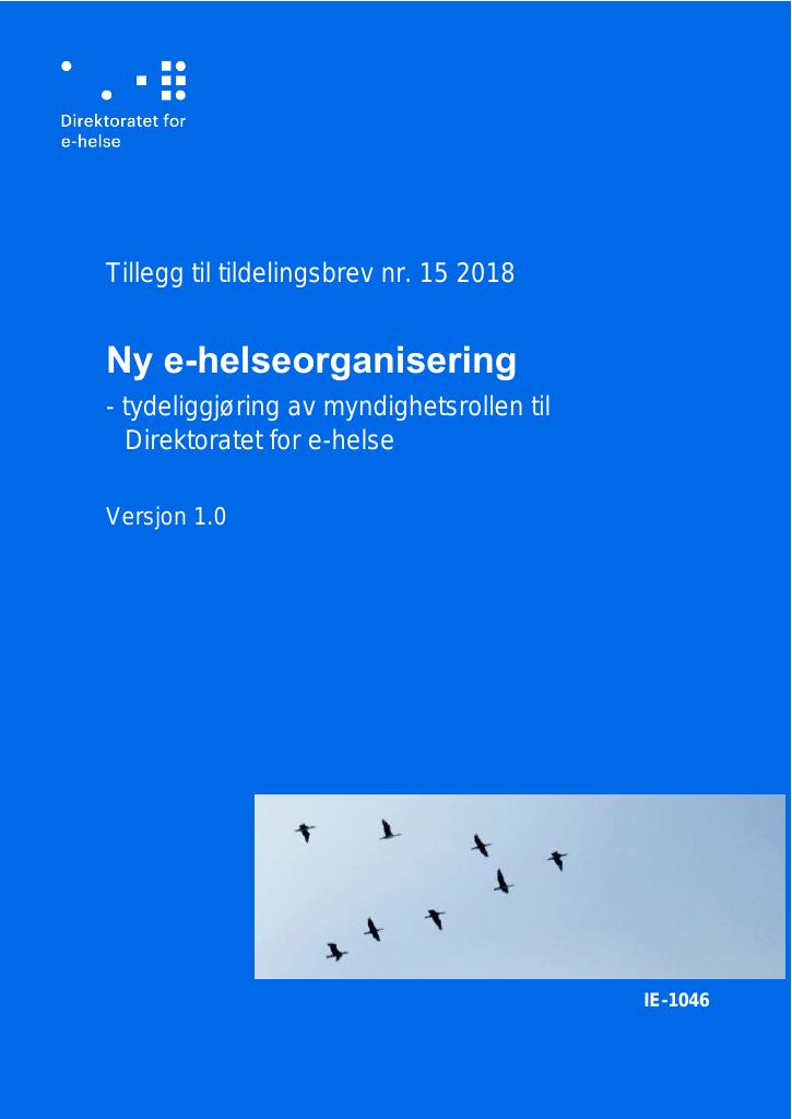 Forsiden av dokumentet Ny e-helseorganisering