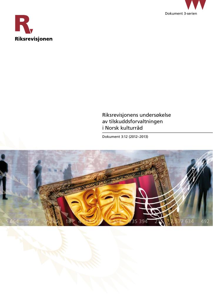Forsiden av dokumentet Riksrevisjonens undersøkelse av tilskuddsforvaltningen i Norsk kulturråd