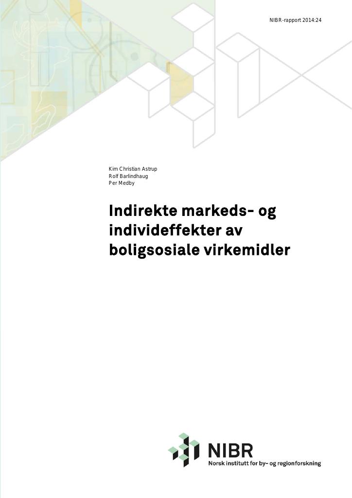 Forsiden av dokumentet Indirekte markeds- og individeffekter av boligsosiale virkemidler