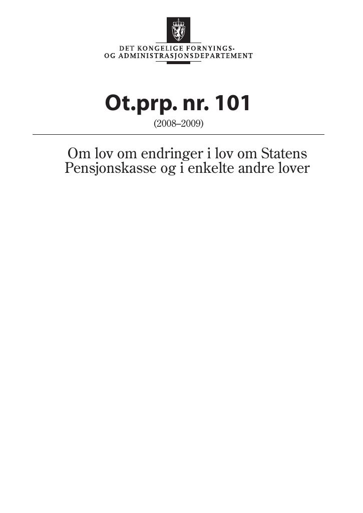 Forsiden av dokumentet Ot.prp. nr. 101 (2008-2009)
