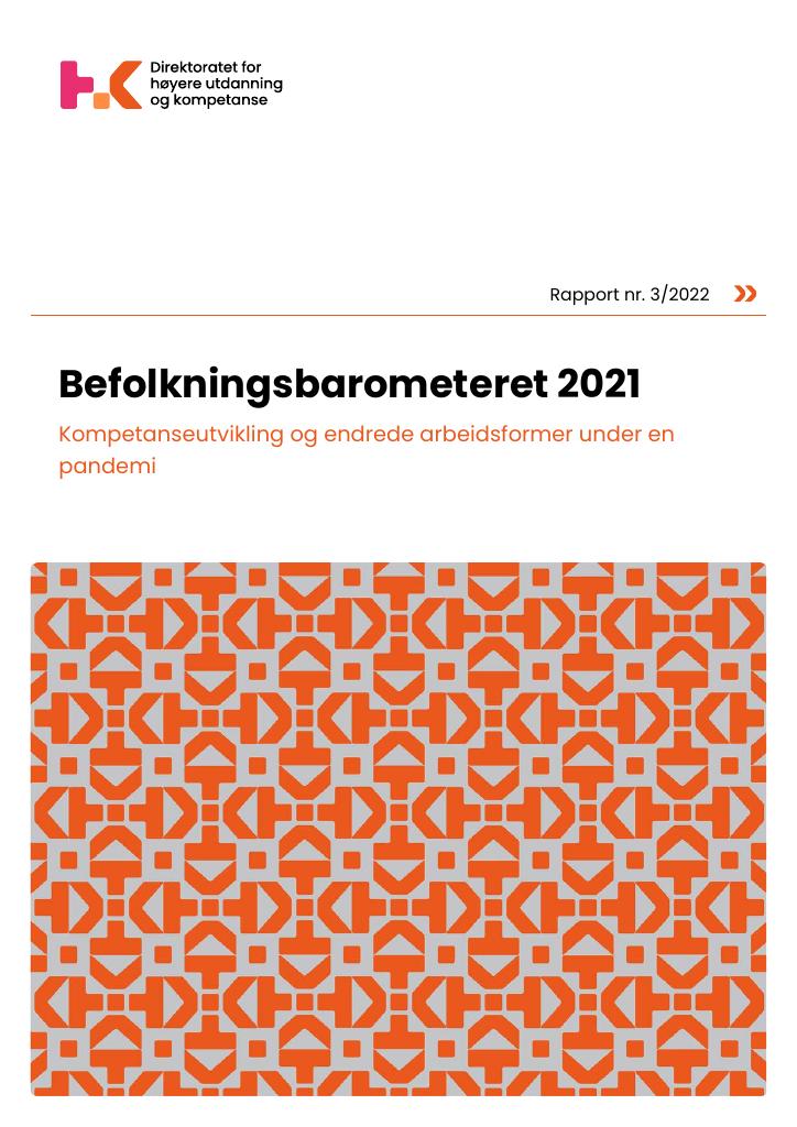 Forsiden av dokumentet Befolkningsbarometeret 2021 : kompetanseutvikling og endrede arbeidsformer under en pandemi