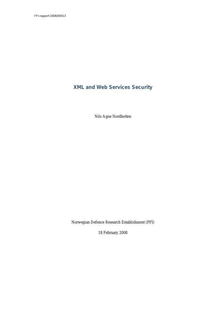 Forsiden av dokumentet XML and Web Services Security