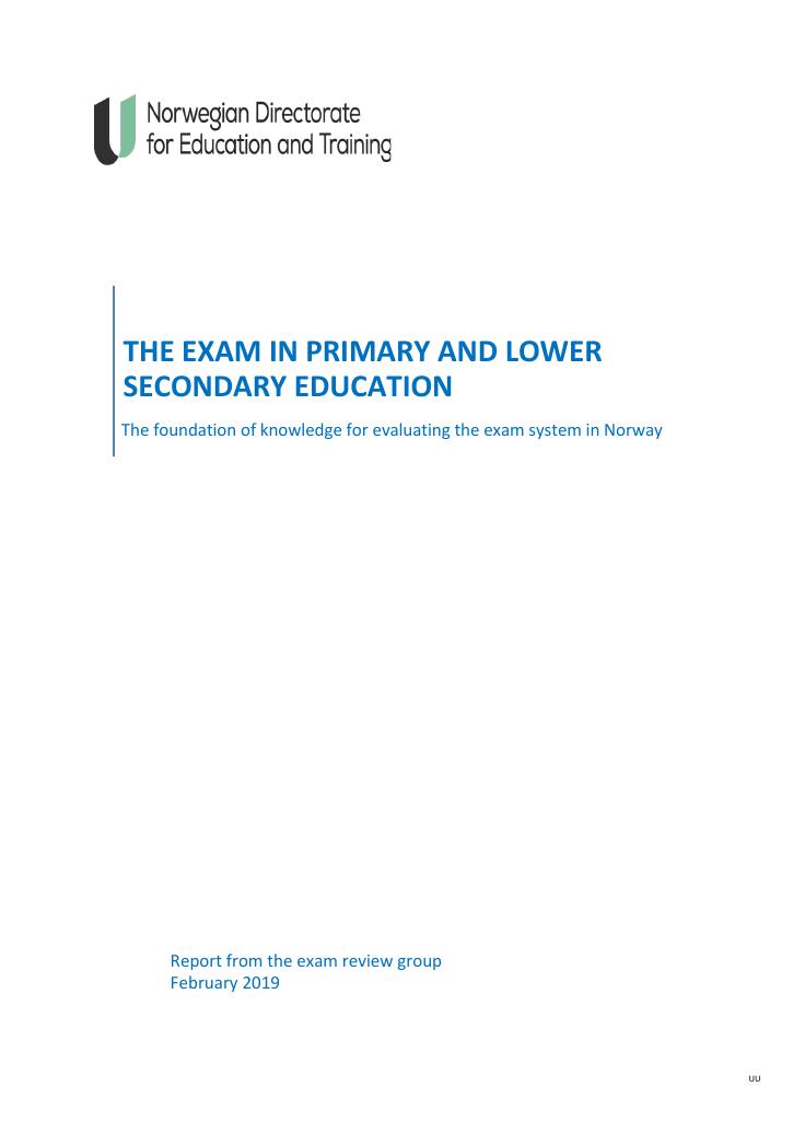 Forsiden av dokumentet The exam in primary and lower secondary education