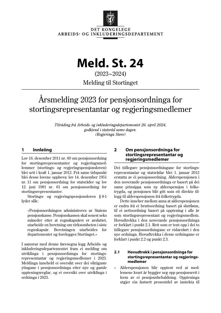 Forsiden av dokumentet Meld. St. 24 (2023–2024)