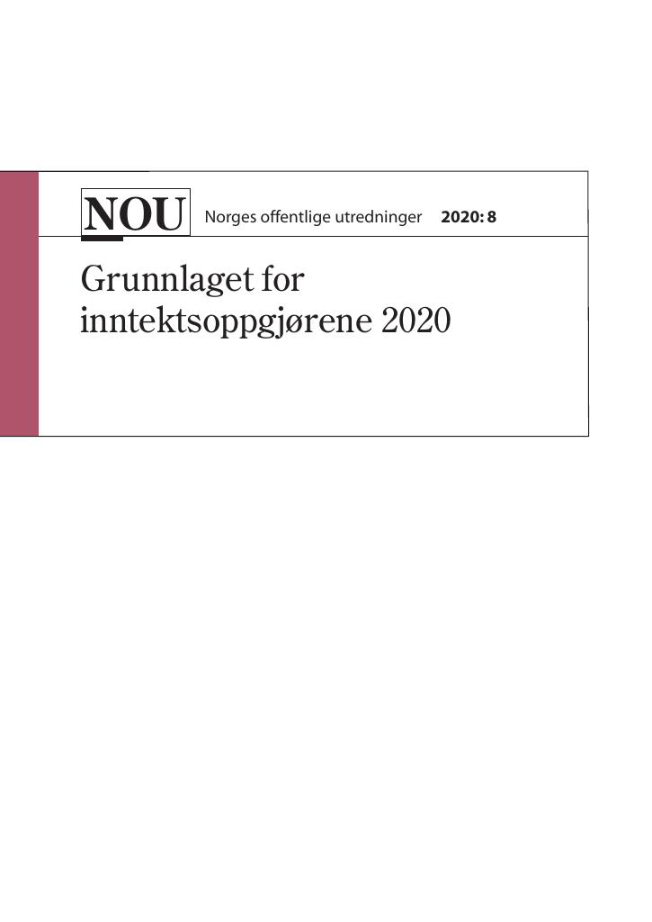 Forsiden av dokumentet NOU 2020: 8 - Grunnlaget for inntektsoppgjørene 2020