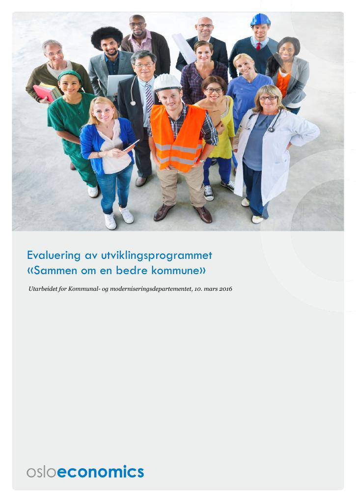 Forsiden av dokumentet Evaluering av utviklingsprogrammet "Sammen om en bedre kommune"