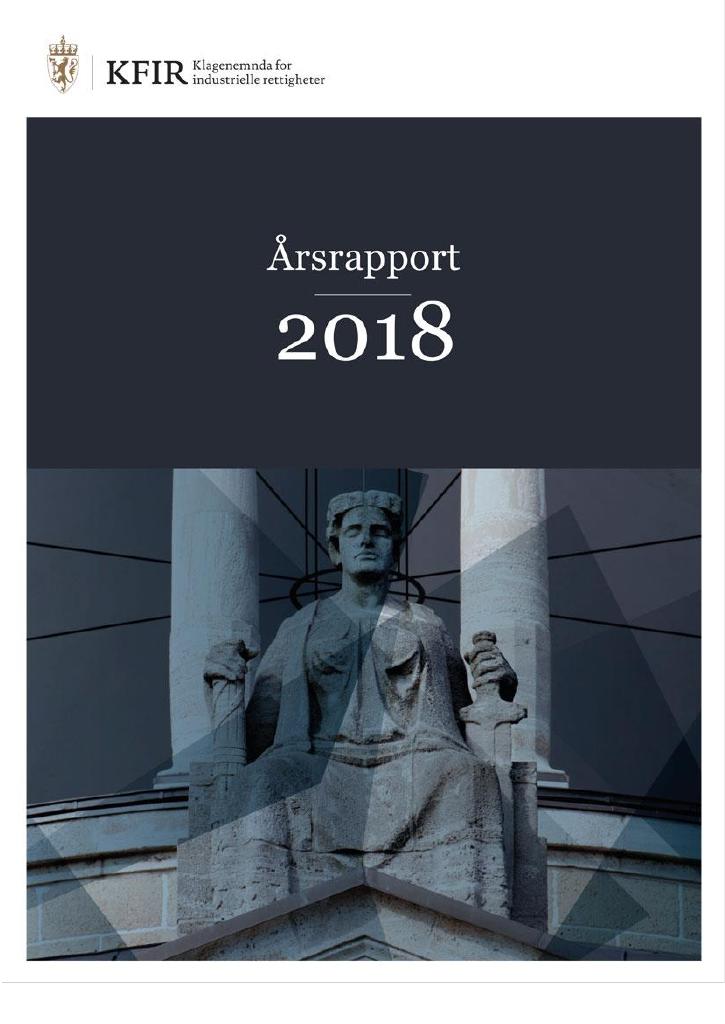 Forsiden av dokumentet Årsrapport Klagenemnda for industrielle rettigheter 2018
