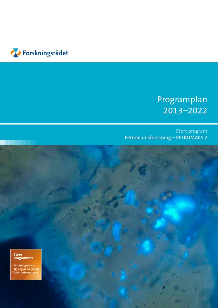 Forsiden av dokumentet Programplan  2013 - 2022