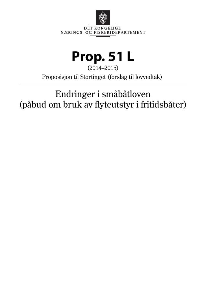 Forsiden av dokumentet Prop. 51 L (2014-2015)