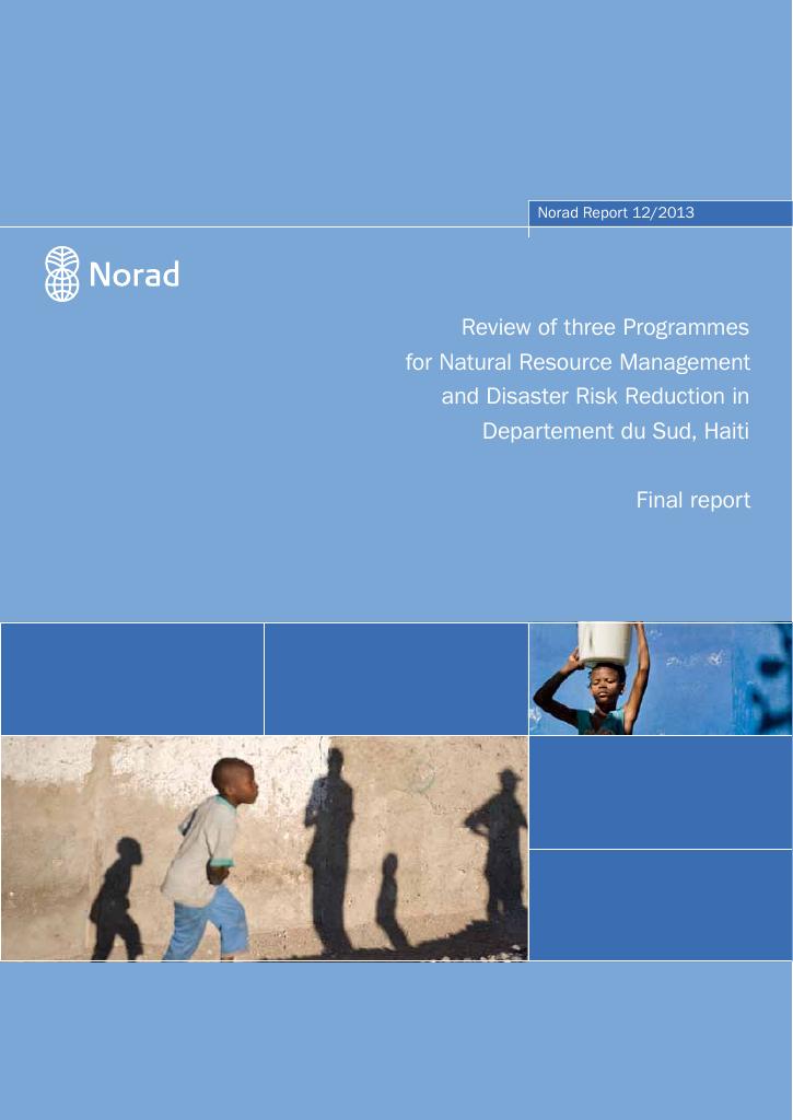 Forsiden av dokumentet Review of three Programmes for Natural Resource Management and Disaster Risk Reduction in Haiti