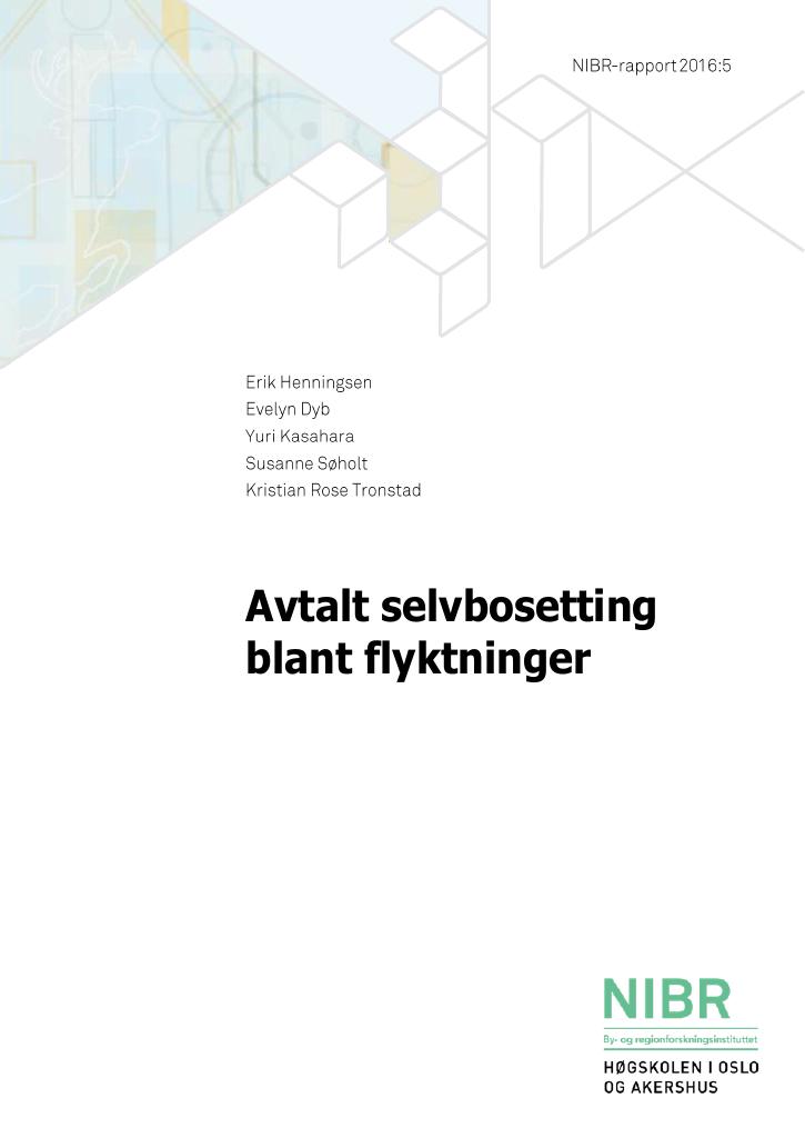 Forsiden av dokumentet Avtalt selvbosetting blant flyktninger