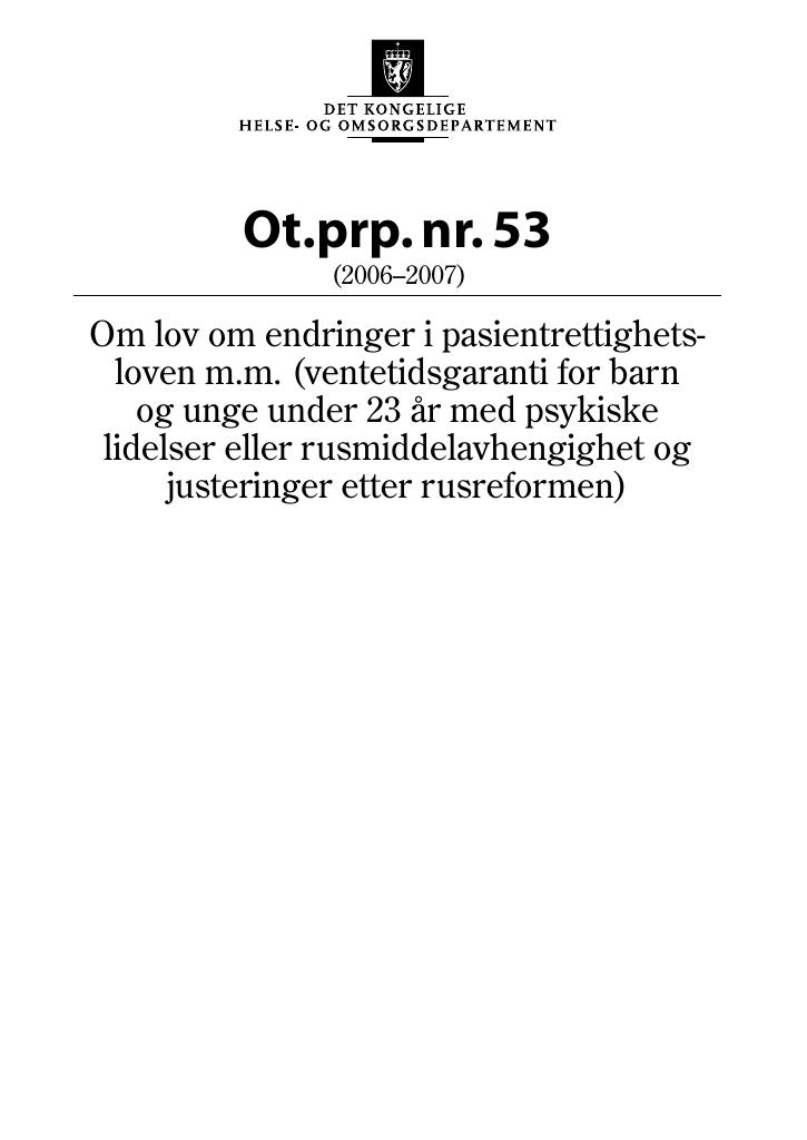 Forsiden av dokumentet Ot.prp. nr. 53 (2006-2007)