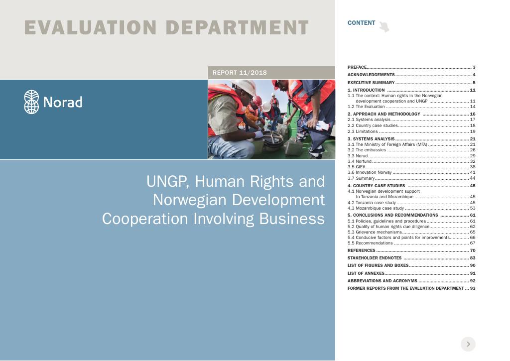 Forsiden av dokumentet UNGP, Human Rights and Norwegian Development Cooperation Involving Business