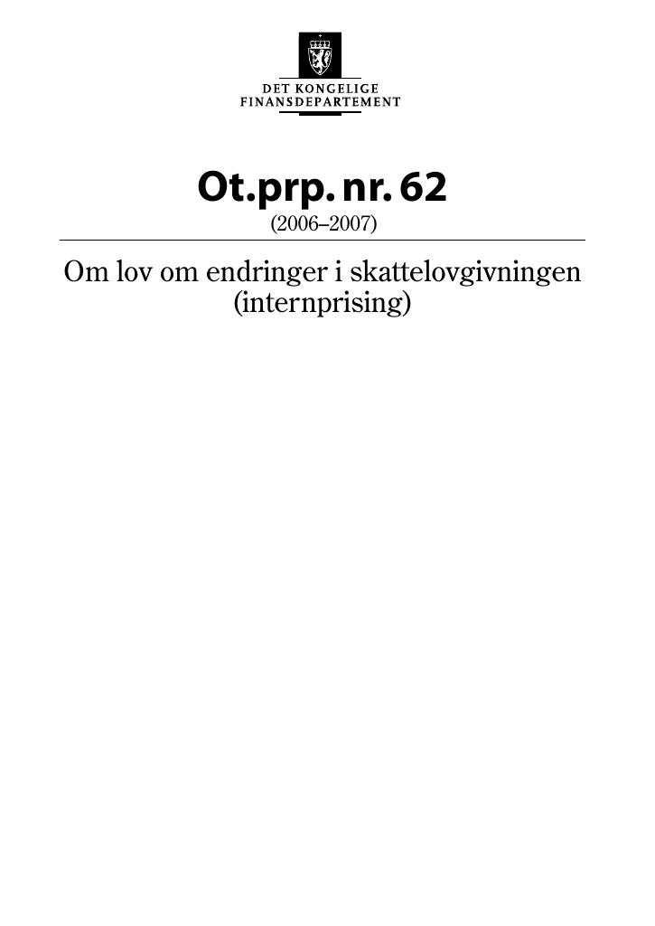 Forsiden av dokumentet Ot.prp. nr. 62 (2006-2007)