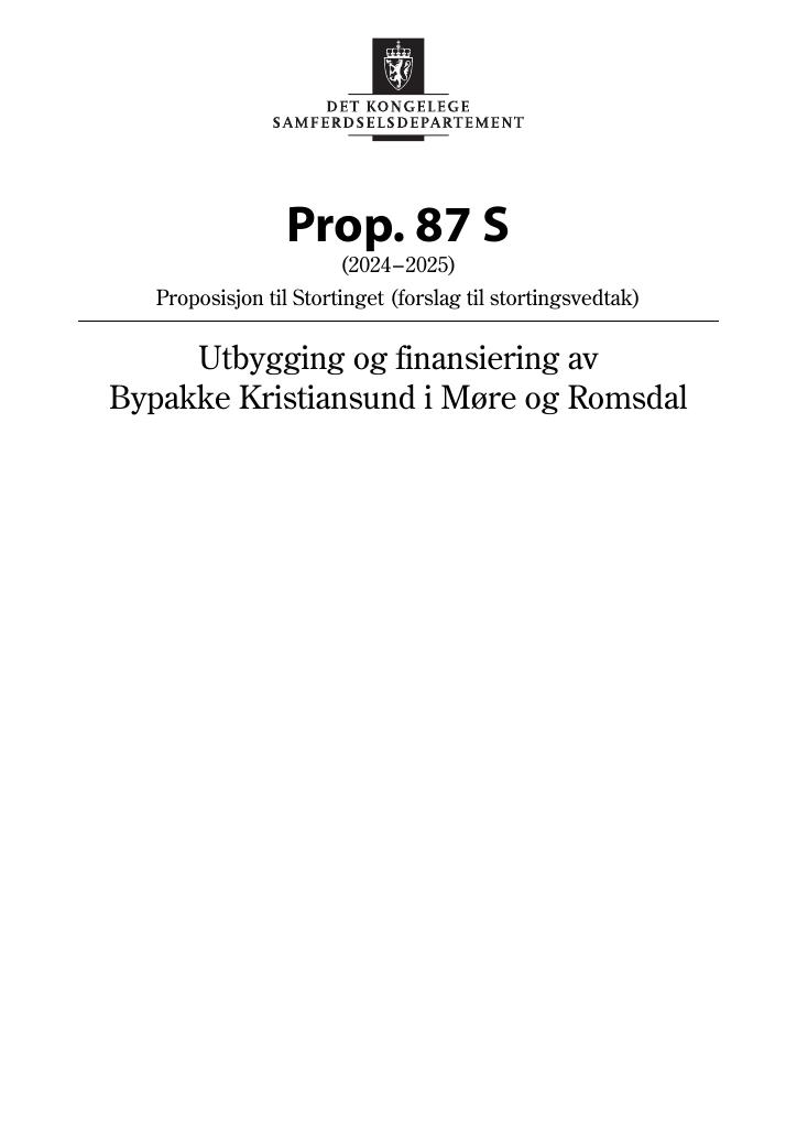 Forsiden av dokumentet Prop. 87 S (2024–2025)