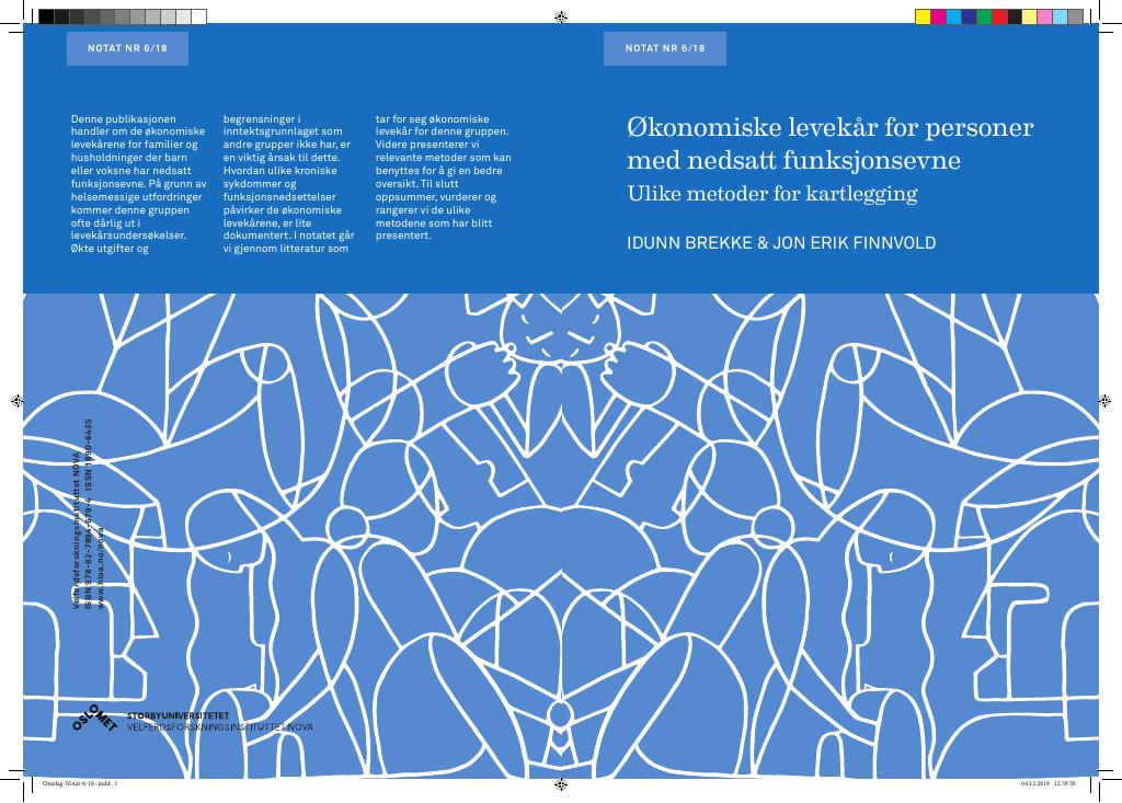 Forsiden av dokumentet Økonomiske levekår for personer med nedsatt funksjonsevne. Ulike metoder for kartlegging