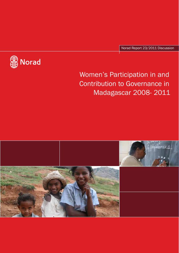 Forsiden av dokumentet Women’s Participation in and Contribution to Governance in Madagascar 2008 - 2011