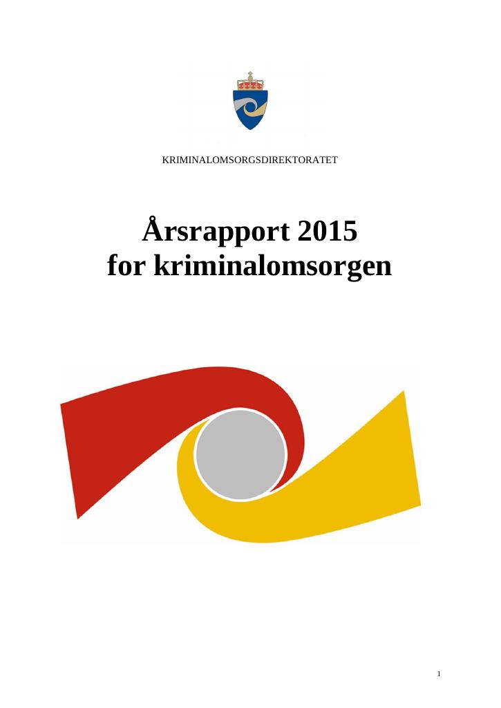Forsiden av dokumentet Årsrapport Kriminalomsorgsdirektoratet 2015