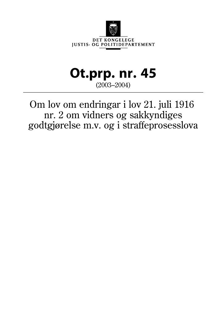 Forsiden av dokumentet Ot.prp. nr. 45 (2003-2004)