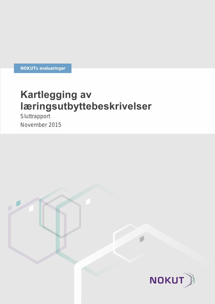 Forsiden av dokumentet Kartlegging av læringsutbyttebeskrivelser