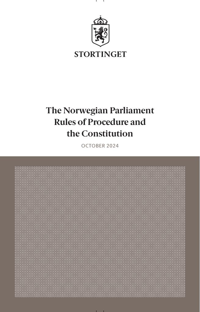 Forsiden av dokumentet The Norwegian Parliament Rules of Procedure and the Constitution : October 2024