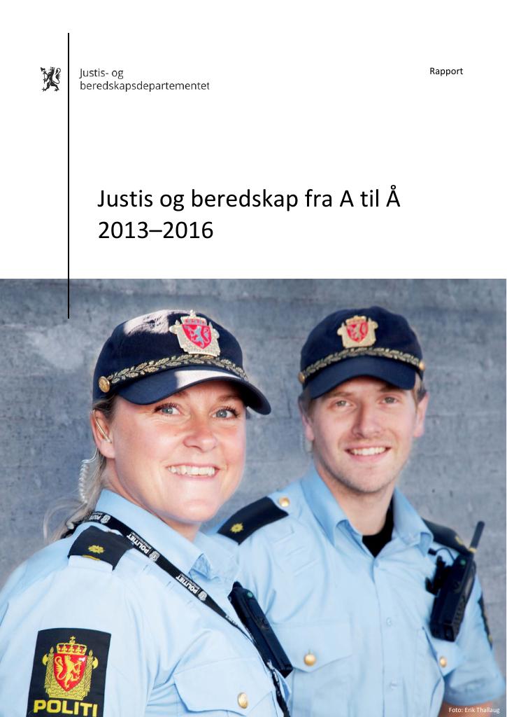 Forsiden av dokumentet Justis og beredskap fra A til Å