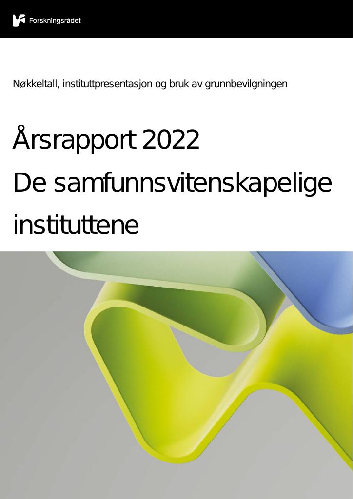 Forsiden av dokumentet Årsrapport 2022 De samfunnsvitenskapelige instituttene