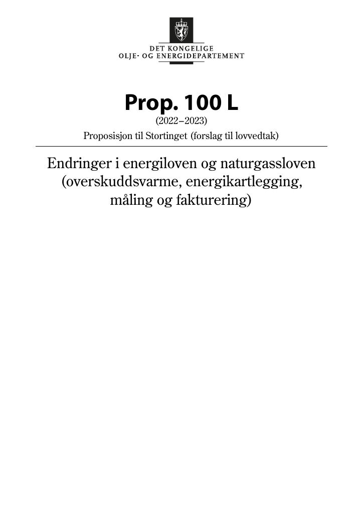 Forsiden av dokumentet Prop. 100 L (2022–2023)