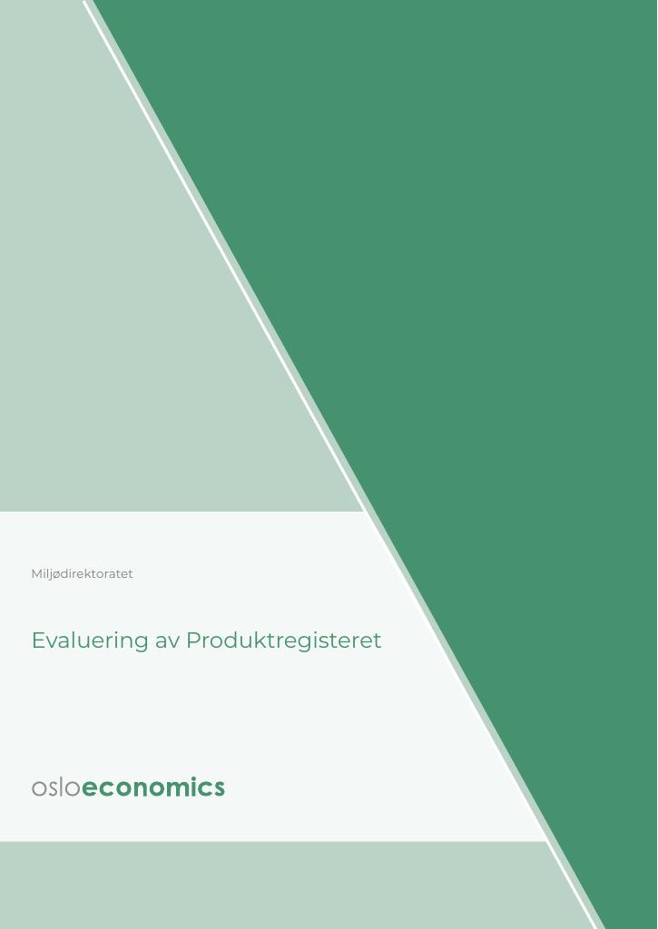 Forsiden av dokumentet Evaluering av produktregisteret : M-2952