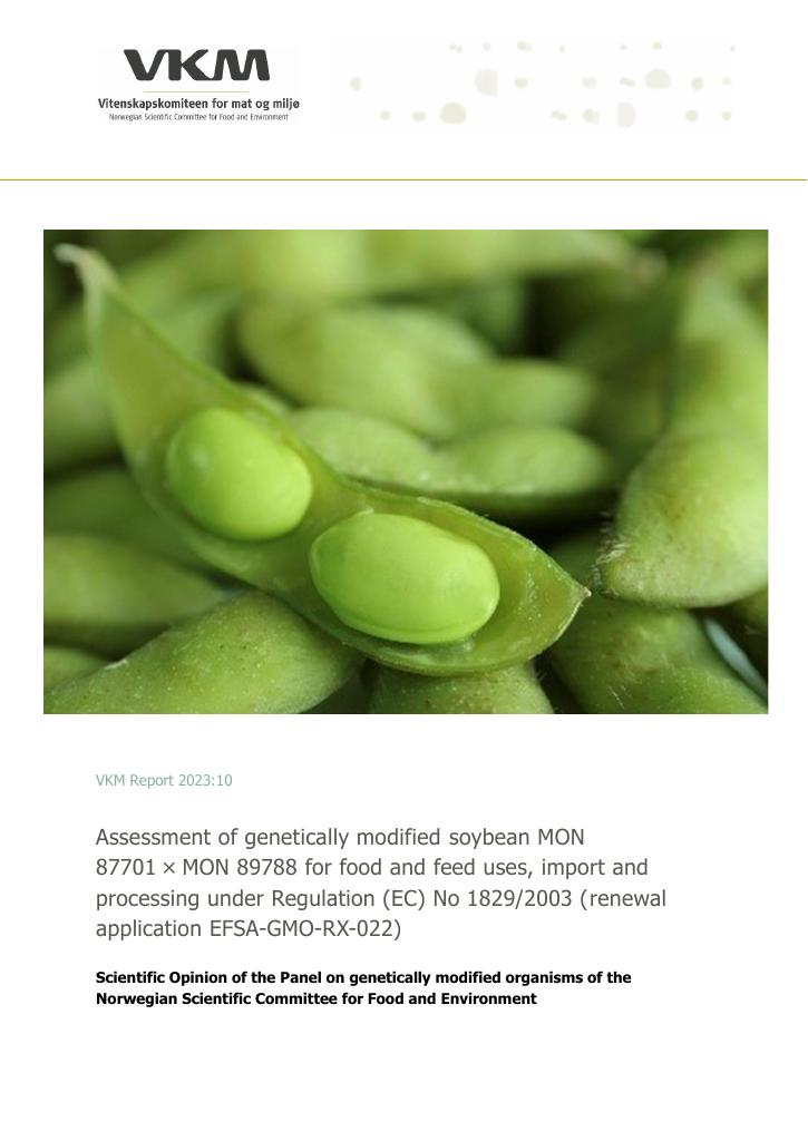 Forsiden av dokumentet Assessment of genetically modified soybean MON 87701 × MON 89788 for food and feed uses, import and processing under Regulation (EC) No 1829/2003 (renewal application EFSAGMO-RX-022)