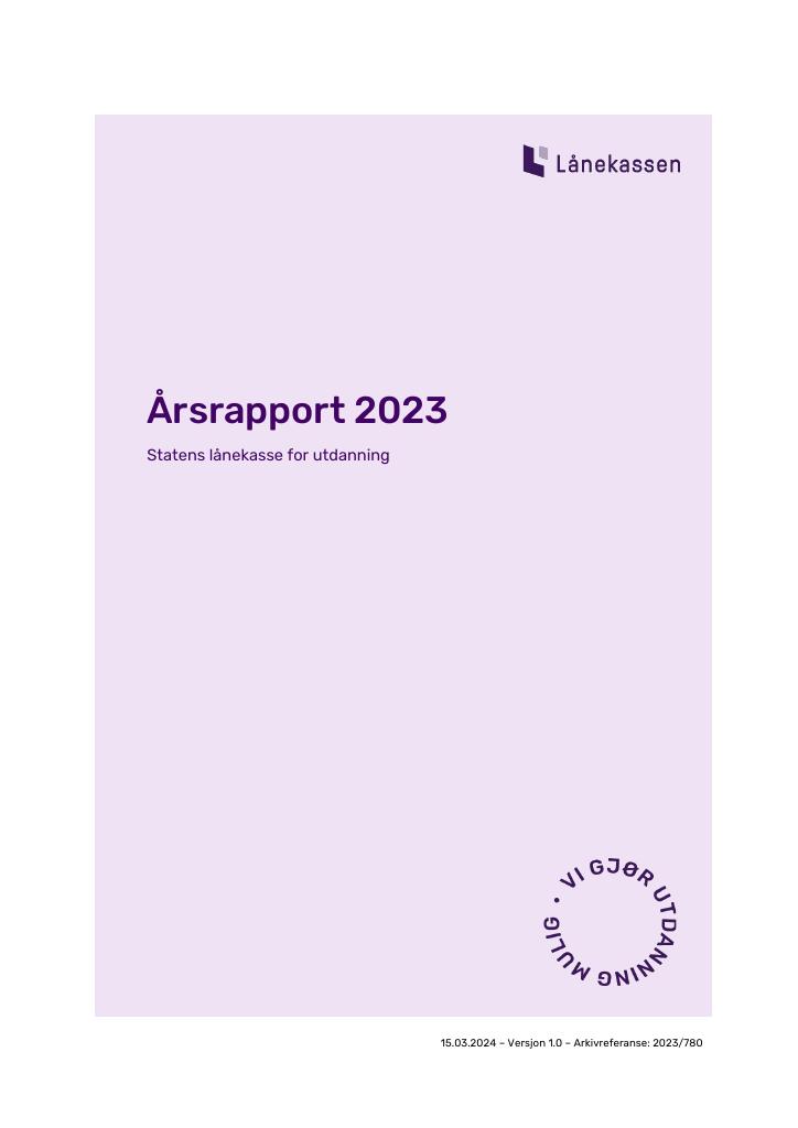 Forsiden av dokumentet Årsrapport Lånekassen 2023