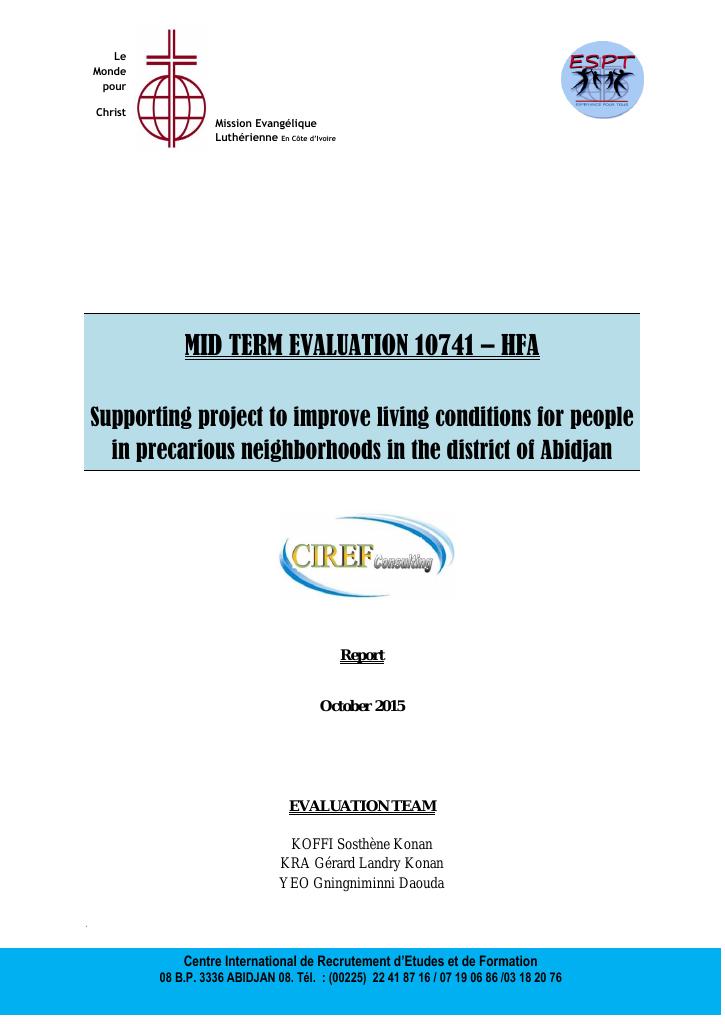 Forsiden av dokumentet Ivory Coast 10741 HFA midterm evaluation 2015