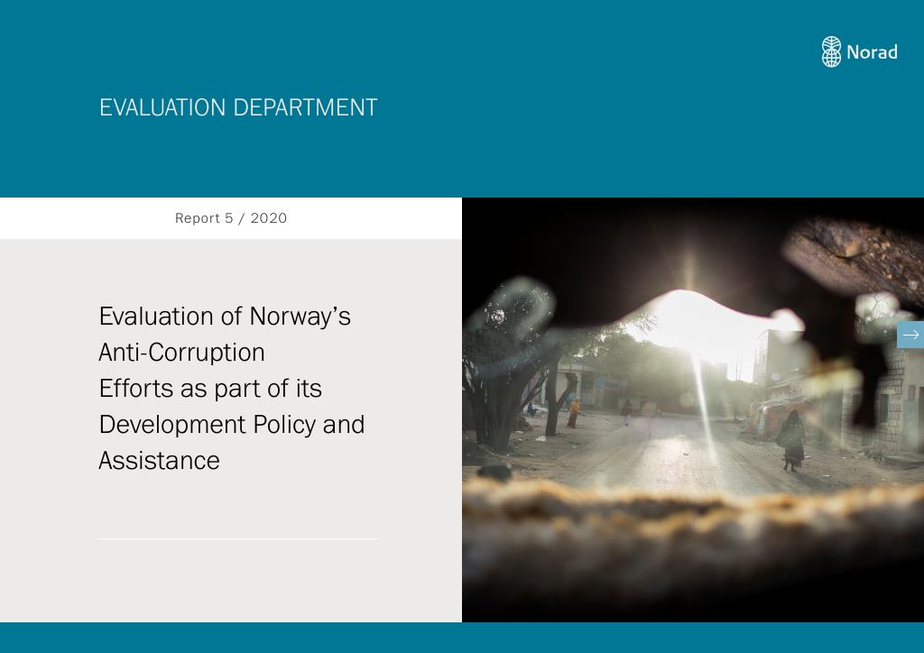 Forsiden av dokumentet Evaluation of Norway’s Anti-Corruption Efforts as part of its Development Policy and Assistance
