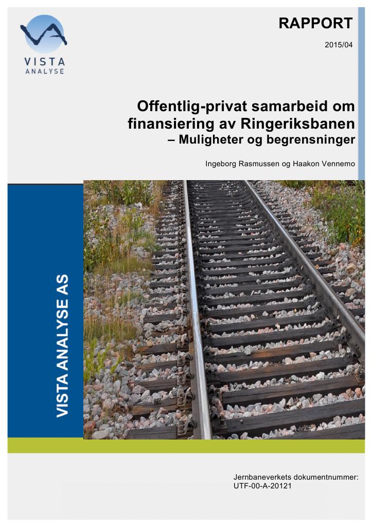 Forsiden av dokumentet Offentlig-privat samarbeid om finansiering av Ringeriksbanen