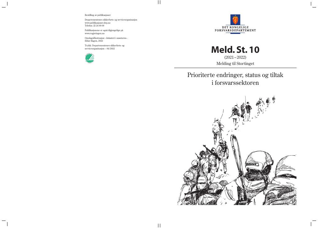 Forsiden av dokumentet Meld. St. 10 (2021–2022)