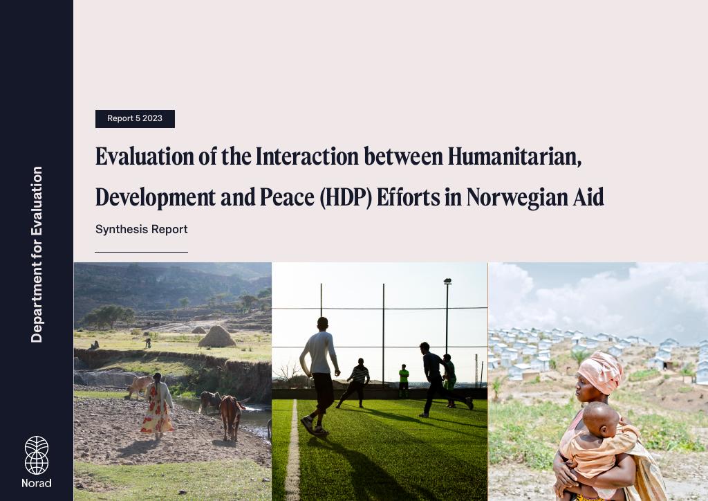 Forsiden av dokumentet Evaluation of the interaction between Norwegian humanitarian aid, development cooperation and peace efforts