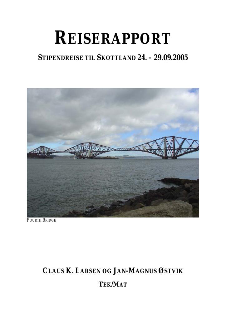 Forsiden av dokumentet Reiserapport - Stipendreise til Skottland 24.-29.09.2005