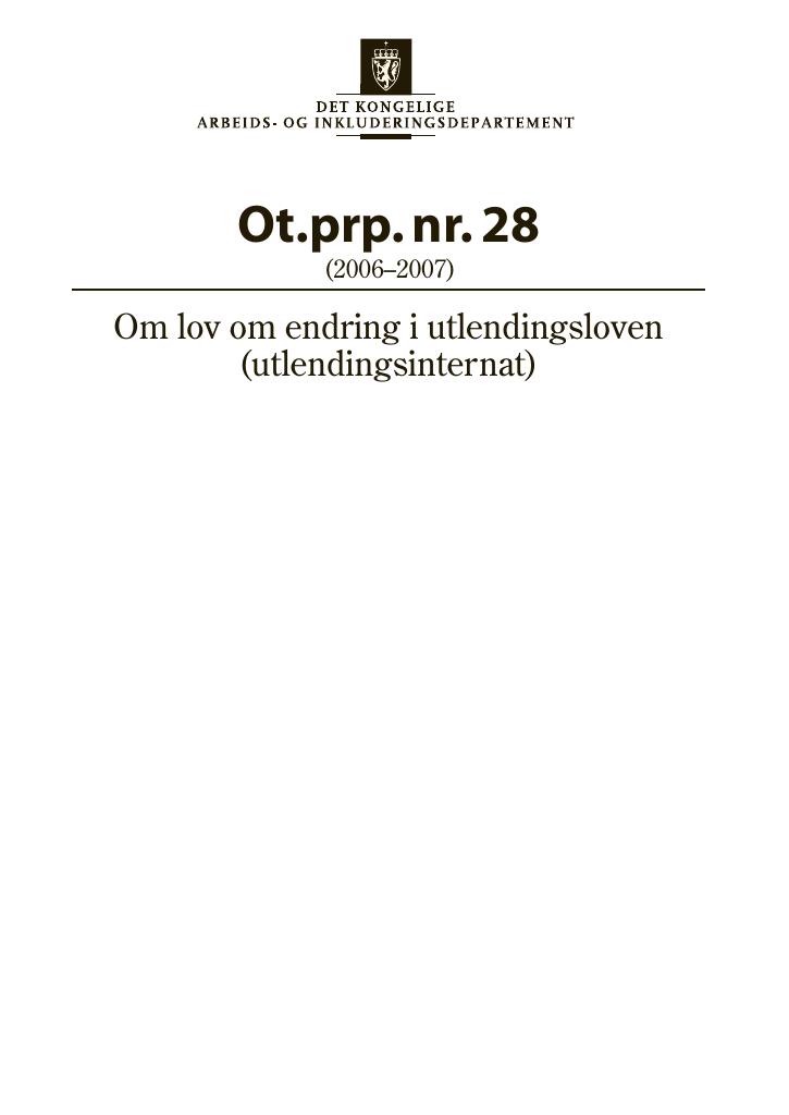 Forsiden av dokumentet Ot.prp. nr. 28 (2006-2007)