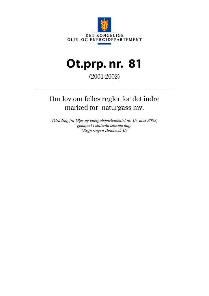 Forsiden av dokumentet Ot.prp. nr. 81 (2001-2002)