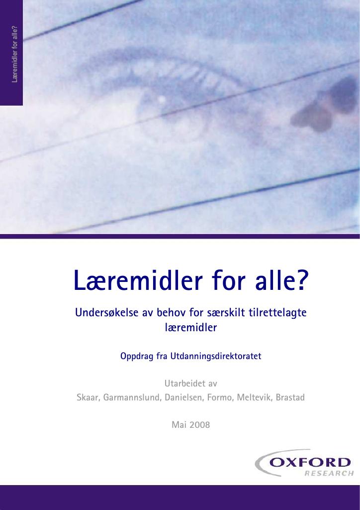Forsiden av dokumentet Læremidler for alle?