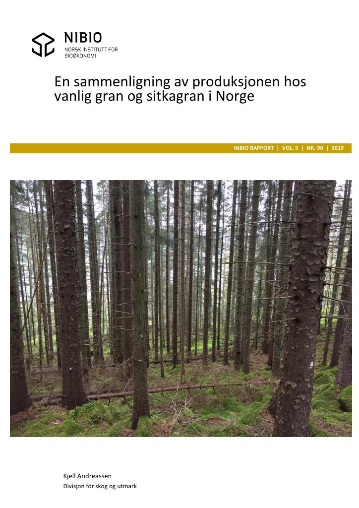Forsiden av dokumentet En sammenligning av produksjonen hos vanlig gran og sitkagran i Norge