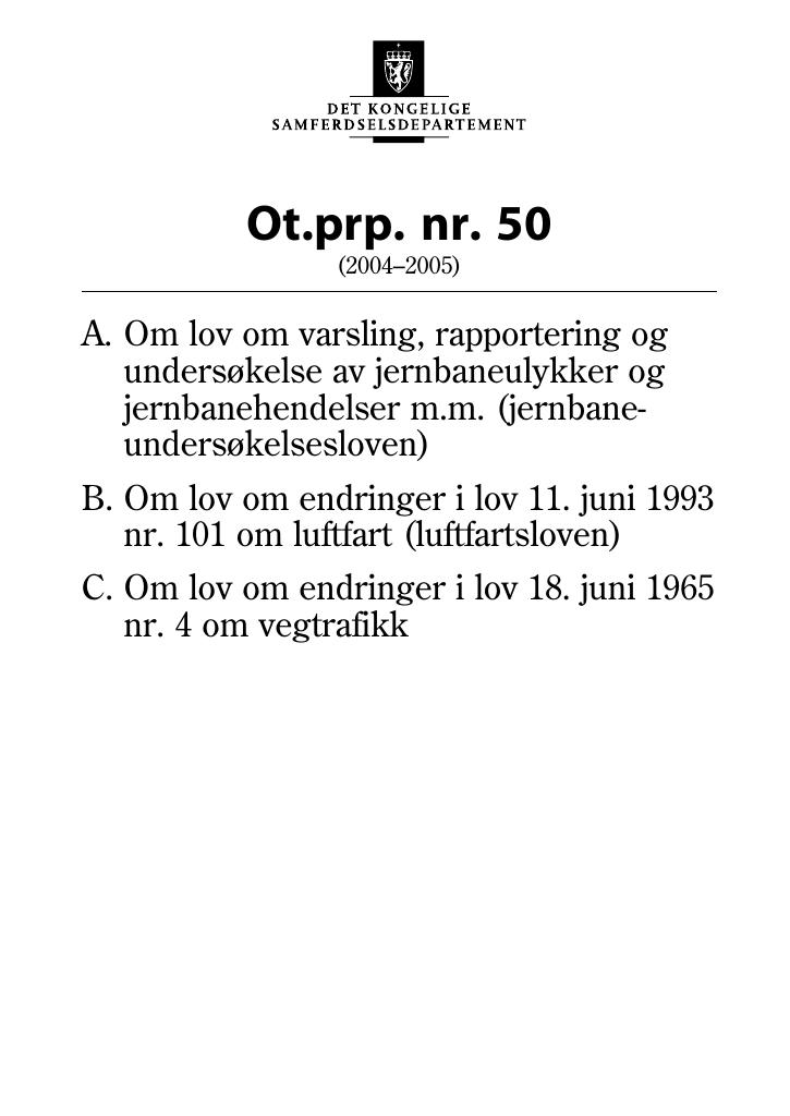 Forsiden av dokumentet Ot.prp. nr. 50 (2004-2005)