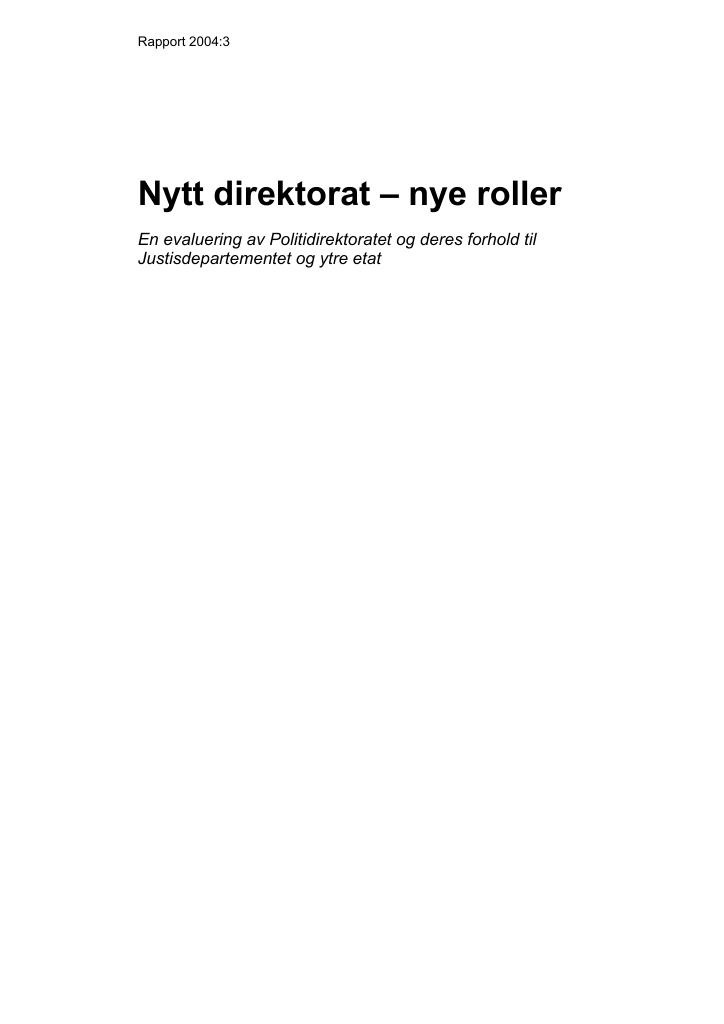 Forsiden av dokumentet nytt direktorat nye roller