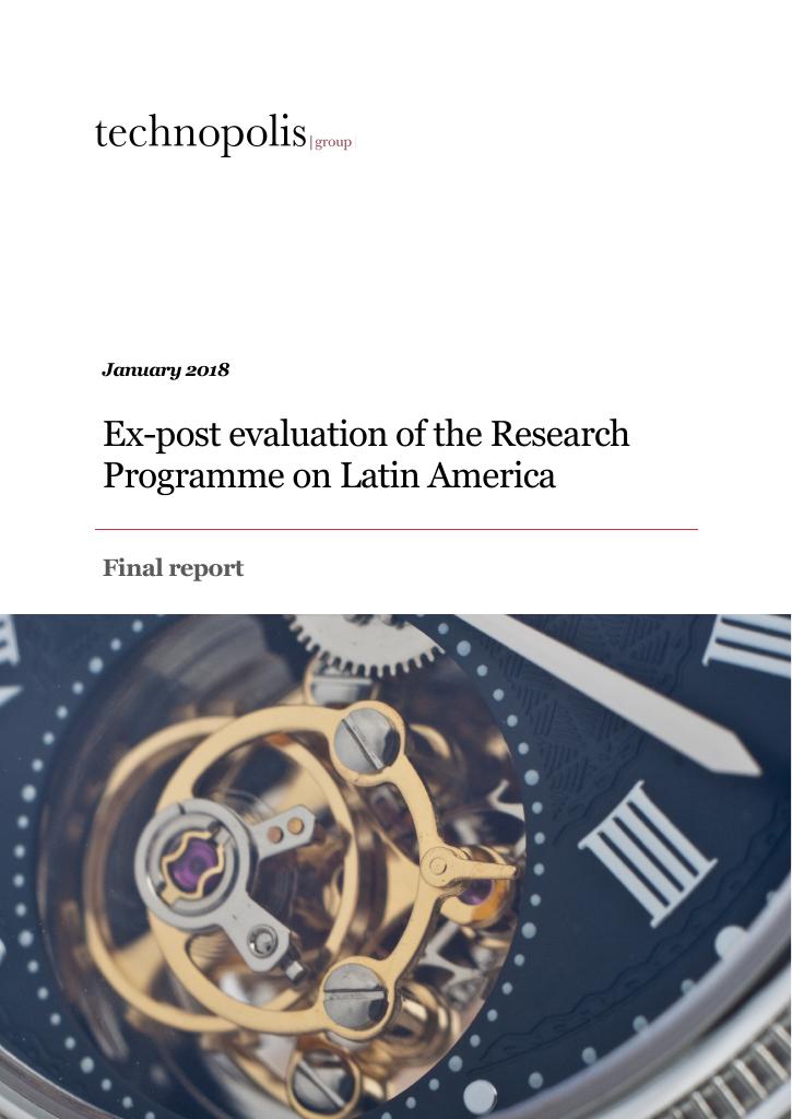 Forsiden av dokumentet Ex-post evaluation of research programme on Latin America