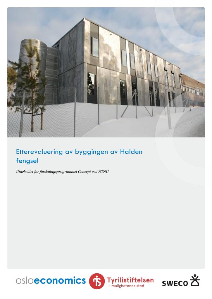 Forsiden av dokumentet Etterevaluering av byggingen av Halden fengsel