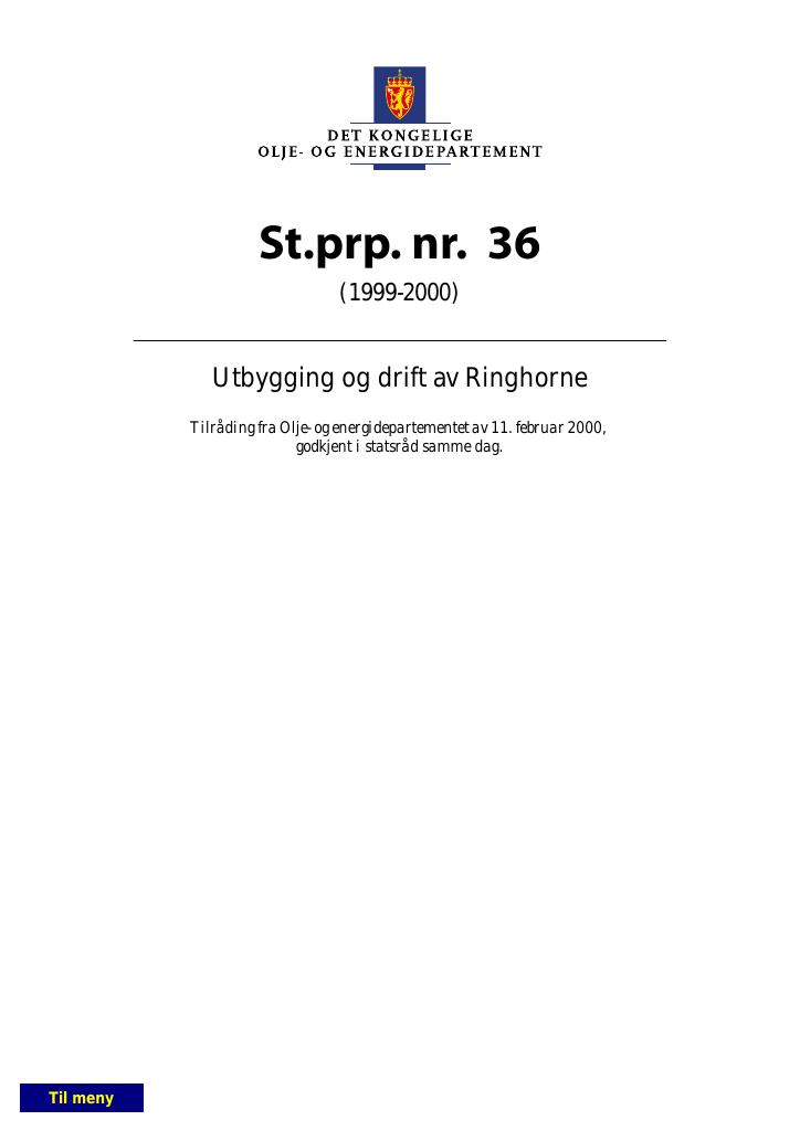 Forsiden av dokumentet St.prp. nr. 36 (1999-2000)