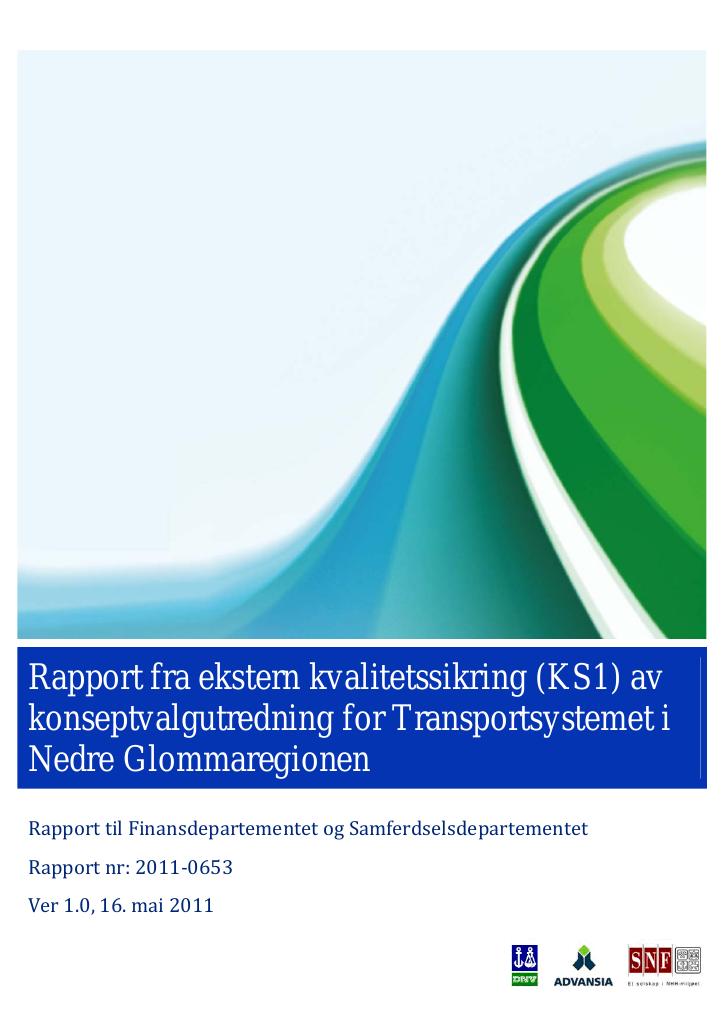 Forsiden av dokumentet Transportsystemet i Nedre Glommaregionen