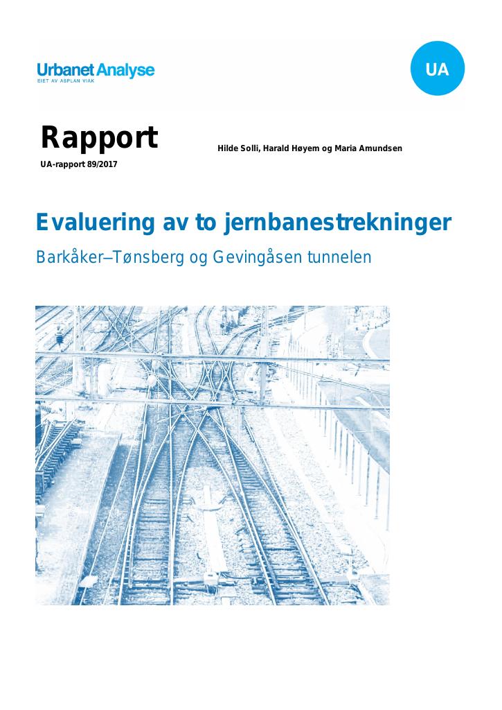 Forsiden av dokumentet Evaluering av to jernbanestrekninger