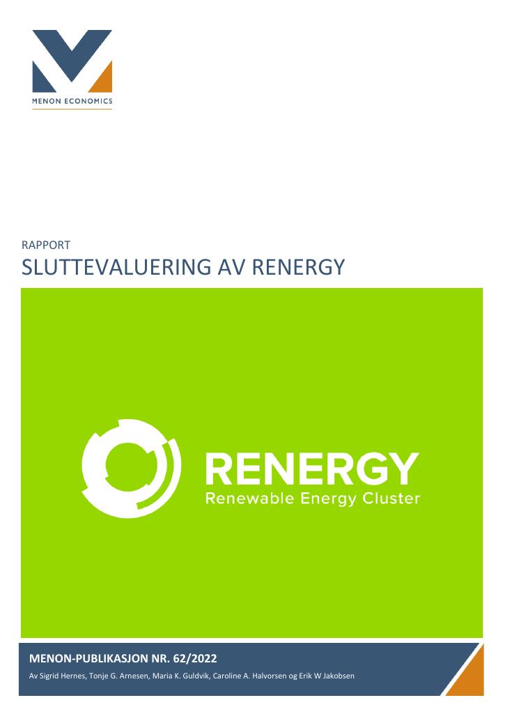 Forsiden av dokumentet Sluttevaluering av renergy